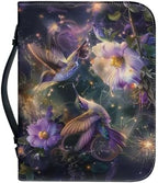 Trippy Hummingbird Flowers Print Bible Covers Case for Women Girls, Bible Cover Church Bag Protective with Top Handle Bible Carrying Case - Image 2
