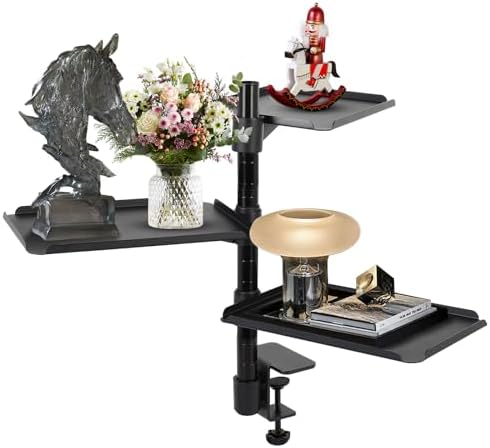FAHKNS Multifunctional Desk Clamp Shelf, 3-Tier Clamp on Desk Shelf by FAHKNS