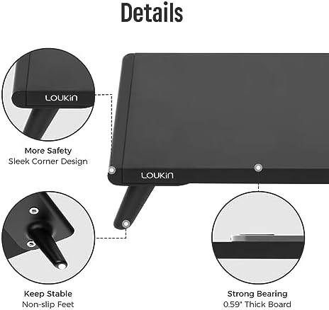 loukin Dual Monitor Stand Riser for Desk, 43.6"×8.2" Computer Stand, Black - Image 5