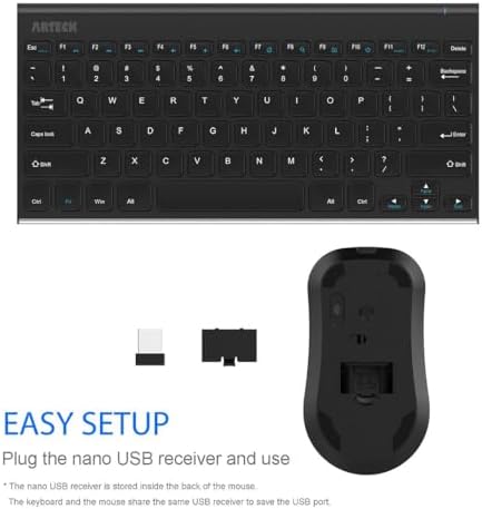 Arteck 2.4G Wireless Keyboard and Mouse Combo Ultra Compact Slim Stainless Keyboard and Ergonomic Mouse for Computer/Desktop/PC/Laptop and Windows 10/8/7 Build in Rechargeable Battery - Image 4
