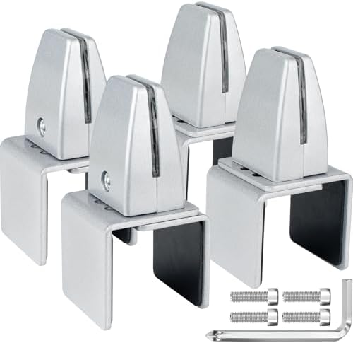 4 Packs Sneeze Guard Support, Aluminum Vertical Partition Board Clamp, Acrylic Desk Divider Support Clamp, Desk Shield Privacy Panel Clamps for Clear Shield for Countertop Reception by First-zgel