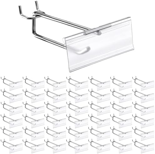 Thyle 100 Pcs Metal Scan Hook with Label Holder for 1/8" to 1/4" Pegboard, Peg Board Hooks with Price Tag, Pegboard Wall Accessories for Home Garage Retail Display Supplies (4 Inch) by Thyle