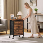 MAHANCRIS 5 Drawer File Cabinet,Rolling Filing Chest Cabinet with Wheels, Under Desk Storage Organizer, Printer Stand with Non-Woven Fabric Drawer, for Home Office, Study, Rustic Brown FCHR4801 - Image 2