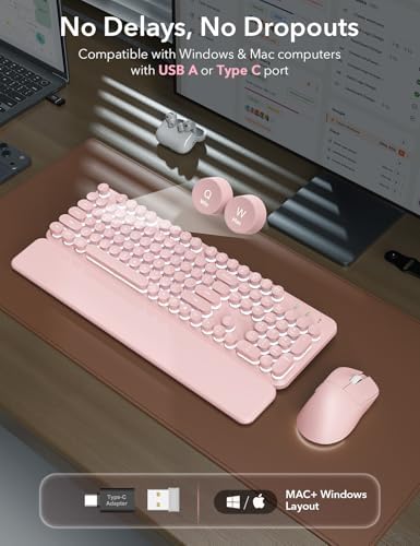 Wireless Keyboard and Mouse Backlit - Typewriter, Magnetic Wrist Rest - Image 3