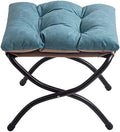 15" Upholstered Folding Foot Rest Stool with Foldable Metal Frame Blue by WELL-STRONG