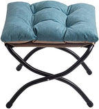 15" Upholstered Folding Foot Rest Stool with Foldable Metal Frame Blue by WELL-STRONG