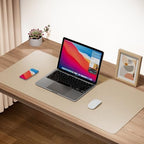 Boutilon Leather Desk Pad Protector,Non-Slip Mouse Pad,Laptop Desk Pad,Office Mouse Mat,Waterproof Leather Desk Blotter,Desk Writing Pad for Office and Home (XXXL-Beige,47"x 24") - Image 2