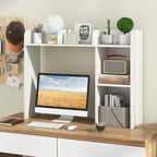 DREAMADE Desk Shelf, 3-Tier Table Top Desktop Bookshelf for 27” Monitor w/ 5 Open Display Racks, Non-Slip Foot Pads & Anti-Tipping Device, Desk Hutch for for Dorm, Office, Home, Study, 29”H (White) - Image 2