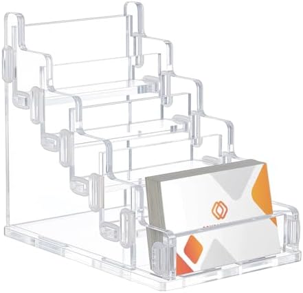 peacoblue 5 Slot Business Card Holder,Acrylic Display Stand for Office Desk by PEACOBLUE