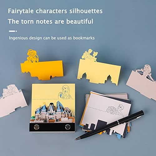 3D Sticky Note Paper Memo Pad,Fantasy Castle Notepad 3D Paper Card Craft Character Silhouette Desk Decoration DIY Creative Gift - Image 4