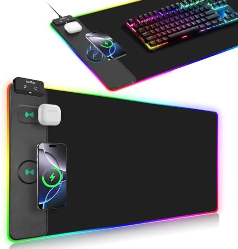 Wireless Charging Mouse Pad, RGB Gaming Desk Mat, 31.5"x15.7" by ExtreLife