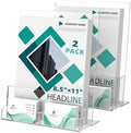 2 Pack Acrylic Brochure Holder 8.5 x 11 Inch with Business Card Holder, Clear Acrylic Brochure Holders Plastic Flyer Display Stand for Magazine, Pamphlet, Booklets, Menu, Journals, Literature by Unknown