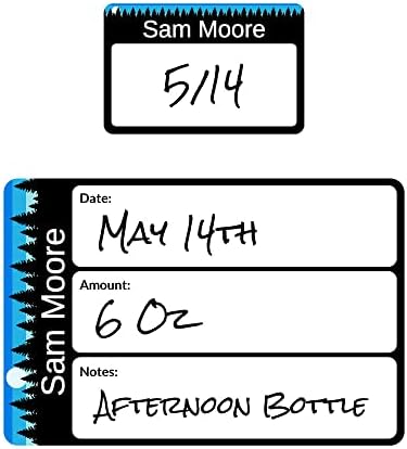 Name Bubbles - Reusable Baby Bottle Labels for Daycare (20 Labels) - Kids Washable Name Tags for Bottles, Sippy Cups, & Snack Containers, Waterproof, Baby Name Stickers, Write-On (Forest Sky) by NameBubbles