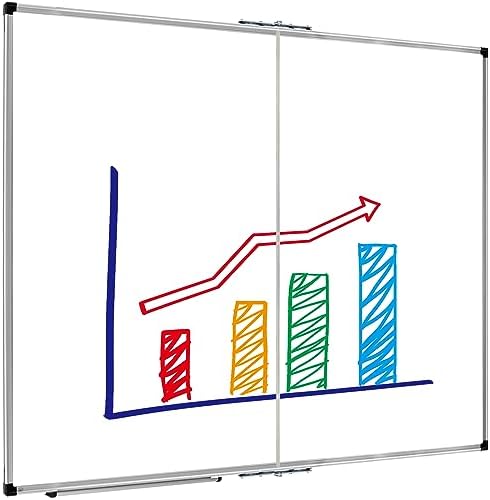 XBoard Magnetic Whiteboard 48 x 48 Inch, Foldable Dry Erase White Board with Aluminium Frame & Marker Tray 4' x 4', Wall Mounted Folding Message Presentation Board by XBoard