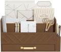 Bamboo Mail Organizer Countertop Pen Holder Wooden Desktop Storage Drawers by WISUCART