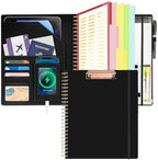 Ospelelf Clipboard with Storage Spiral Clipboard Folio for Letter Size,Organizer Folder with Zipper Pouch and 5 Dividers,Leather Portfolio for Office, School Black by OspelelfOfficeSupplies
