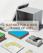 Oterri 2 Pack File Storage Organizer, Filing Box, Portable File Box with Lid, Fit for Letter/Legal File Folder Storage, Document Organizer, Gray-White - Image 5