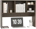 LDAILY Desktop Bookshelf, 2-Tier Office Desk Shelf Organizer with 4 Shelves, 37’’L Wood Storage Rack Display Shelf for Computer Desk, Office, Dorm, Bedroom (Grey) by LDAILY