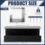 2 Pack Under Desk Cable Management Tray,Hold 11 lbs, 16 x 6 x 6 Inch, Black - Image 3