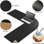 MAIDERN (40”+ 40”) x 13” L Shaped Corner Desk Mat, Cork & Leather Dual Sided Desk Pad for Gaming Computer Office Home (Black) … - Image 3