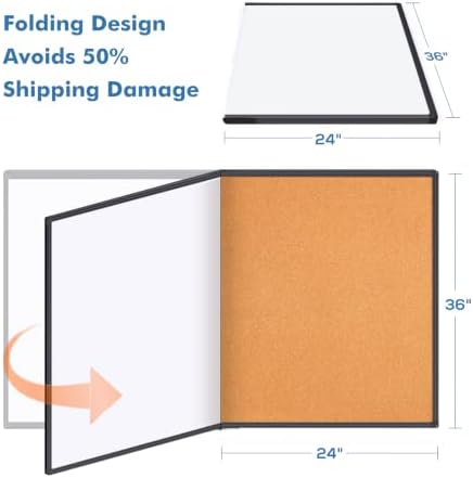 Magnetic White & Cork Board Combo 48" x 36" Aluminum Frame Black - Image 5