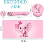 LIMKRIAN Elephant Mouse Pad Large Desk Mat Set, Kawaii Pink Desk Decor - Image 3