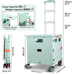 Foldable Utility Cart Collapsible Portable Crate Rolling Carts with Wheels Tote Basket with Magnetic Lid Telescopic Cover Wear-Resistant 360°Rotate Wheel Noiseless for Shopping Storage Office Use - Image 6