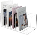 Acrylic Magazine File Holder with 5 Vertical Compartments, Clear Desk Organizer and Magazine Storage Rack File Organizer Bookshelf for Office Desktop Accessories, Home Workspace by Aphbrada
