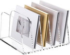YUXUN Clear Acrylic Desktop File Sorter Organizer,Upright File Organizer, 5-Section Bookshelf for Home Office & Classroom by AcrylicBusinessCardHold