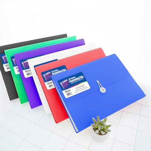 BAZIC Products 13-Pocket Poly Expanding File, A4/Letter Size, 6-Case - Image 5