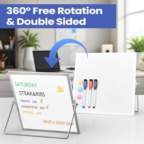 Small Desktop White Board with Stand, 10" x 10" Double-Sided Silver Aluminium Frame Whiteboard for Kids, Mini Dry Erase Board for Home, Office, School (Pack of 3) - Image 4