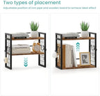 ELITEROO Desktop Shelf Organizer, 2 Tier Wood Desk Bookshelf, Rustic Brown - Image 5