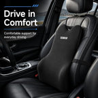 Teemour Lumbar Support Pillow for Car Seat, Memory Foam Back Support Pillow with Adjustable Straps, Medium Soft Car Back Cushion for Driving, Truck, SUV, Office Chair, Black - Image 3