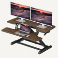 SANODESK 36" Standing Desk Converter, Smooth Mechanical Spring Effortless Lift Sit-Stand Riser for Dual Monitors, Heavy Duty Workstation with Keyboard Tray, Walnut by sanodesk