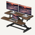 SANODESK 36" Standing Desk Converter, Smooth Mechanical Spring Effortless Lift Sit-Stand Riser for Dual Monitors, Heavy Duty Workstation with Keyboard Tray, Walnut by sanodesk