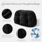 HIGOGOGO Lumbar Support Pillow for Recliner Chair/Accent Chair/Couch/Office Chair, Tufted Corduroy Back Support Cushion for Elderly, Recliner Cushions for Back Rest, Pain Relief, Reading, Black - Image 4
