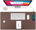 Wireless Charging Desk Mat, Mouse Pad, Brown-R, 36x17 inch by ACOOFCGOU