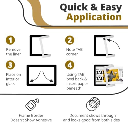 Letter-Size 8.5 x 11 Adhesive Interior for Exterior Viewing Frames - Reusable Sticker Holder Display for Windows & Doors, Paper Holder, Dry Erase, Non Acylic & Non Magnetic - Black, Pack of 5 - Image 4