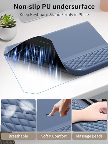 3-in-1 Ergonomic Keyboard Stand with Wrist Rest & Mouse Pad Set, Blue - Image 6