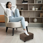 CAROLMADE Small Foot Stool Ottoman Footstool with Legs Under Desk Footrest for Living Room Bedroom and Office,Linen-Brown - Image 4