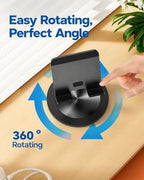 Phone Stand for Desk, 360° Rotating Dual Adjustable Foldable Cell Phone Holder, Heavy Solid All-Aluminum Base Anti-Slip Stable Support for Home Office Study, Fits iPhone Galaxy 4-8" Phones - Image 2