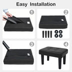 CAROLMADE Footstool Ottoman with Legs, PVC Small Foot Rest Under Desk, Ottoman with Storage for Living Room, Bedroom, Entryway Black - Image 7