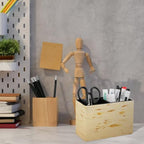 PU Leather Multi-Compartment Pen Holder Desktop Organizer Pencil Cup Storage Caddy for Office Home Supplies Handmade Paper with Organic Insertions And Grunge Surface - Image 6