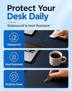 Aothia Dual-Sided Desk Mat, FSC Cork & PU Leather Desk Pad, Large Mouse Pad & Writing Surface for Full Desk Coverage, Non-Slip Waterproof Desk Protector - 47" x 23.6", Dark Blue - Image 5