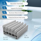 Elestoria 5-Slot Vertical Laptop Stand - Aluminum Laptop Stand Vertical for Desk -Laptop Holder with Adjustable Width (12-38mm) Compatible with MacBook Pro/Air & Gaming Laptops up to 17.3"-Grey - Image 4