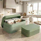 Decorative Storage Boxes with Lids - Set of 2 Fluted Photo Organizer Bins - Image 2