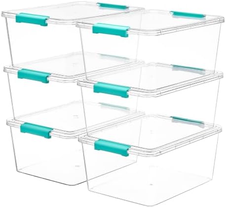 Vtopmart 6 Pack 12 Qt Clear Craft Storage Bins with Lids and Latches by Vtopmart