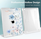 DONGKE Compatible with MacBook Air 13 inch Case 2021 2020 2019 2018 Release A2337 M1 A2179 A1932 with Retina Display & Touch ID, Plastic Hard Shell & Keyboard Cover - Blue Flowers - Image 6