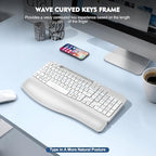 EAYBLLY 2.4G Wireless Ergonomic Keyboard, Full Size Wave Keys with Memory Foam Wrist Rest & 7.28in Phone Holder, USB-C Adapter Included for Windows Mac Chrome OS, Office or Home (White) - Image 7