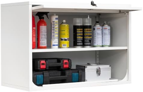 Fesbos Metal Storage Cabinet White Wall Cabinets with Shelf and Locking Door - Wall Mounted Storage Cabinet for Garage Warehouse Home Office - Assembly Required by Fesbos